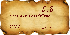 Springer Boglárka névjegykártya